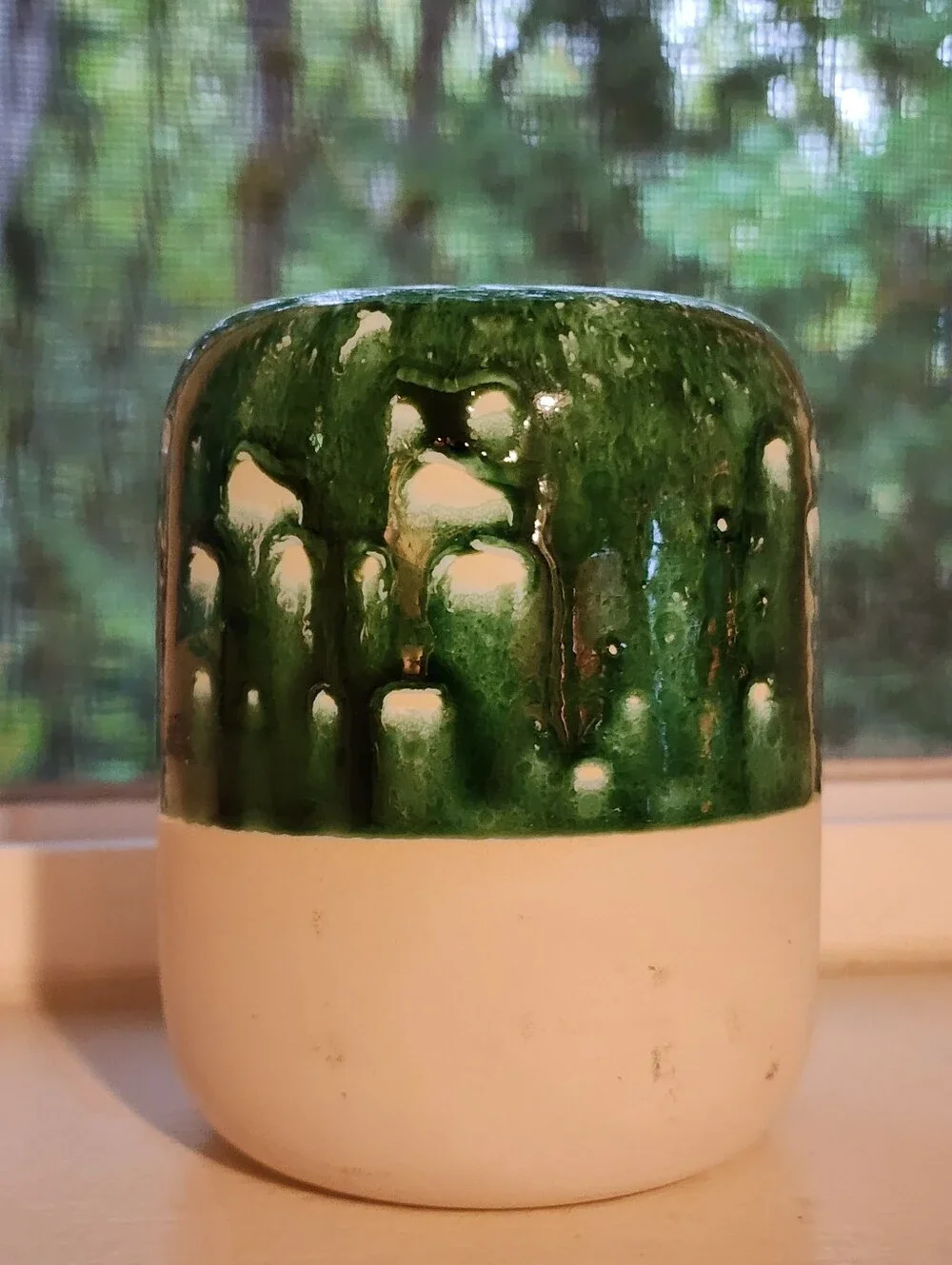 Arhoj Studio Handmade Denmark Green Drip Glaze Ceramic Vase Planter